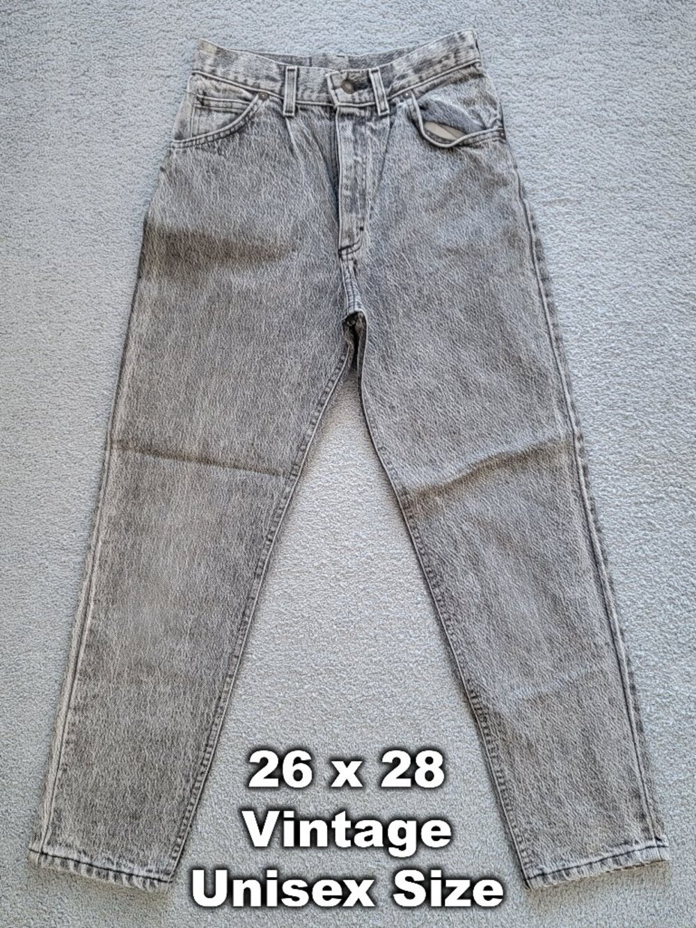 Vintage 80s 90s Grail Lee Grey Acid Wash Skater Jeans Youth 14 Mens/Unisex 26x28